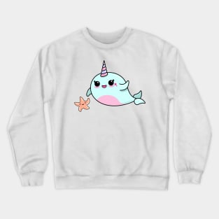 Cute Narwhal and Starfish Crewneck Sweatshirt